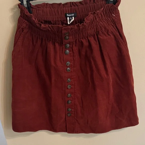 Madewell Rust-Brown Button-Front Mini Skirt - Picture 3 of 5